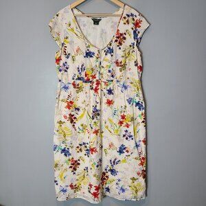 Eddie Bauer Sundress Babydoll Floral 100% Cotton Gauzy Lined Sz 16 TALL Prairie